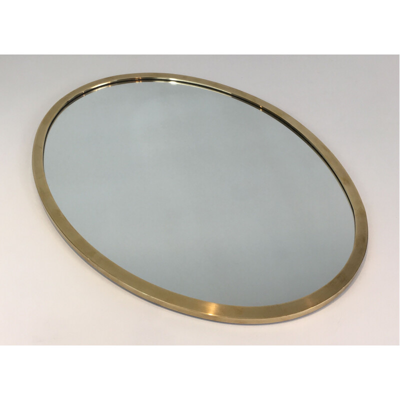 Miroir vintage Ovale en Laiton 1970