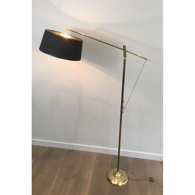 Vintage brass floor lamp, France 1940