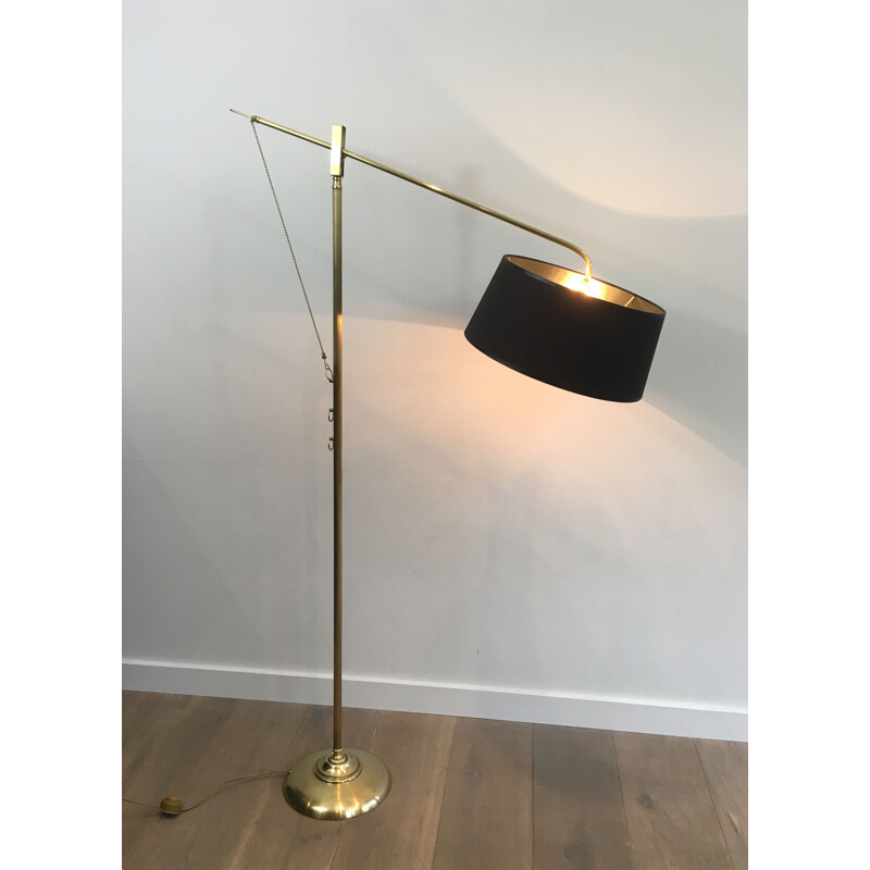 Vintage brass floor lamp, France 1940