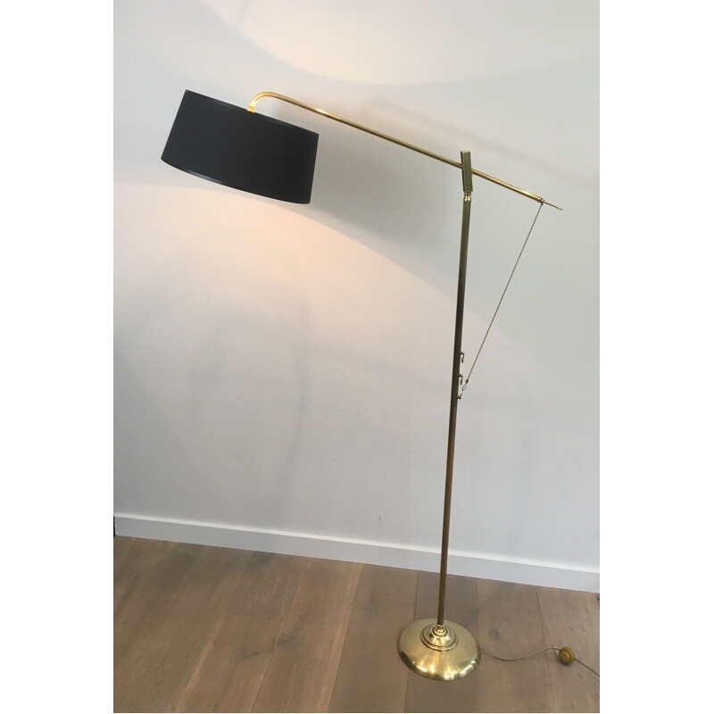 Vintage brass floor lamp, France 1940