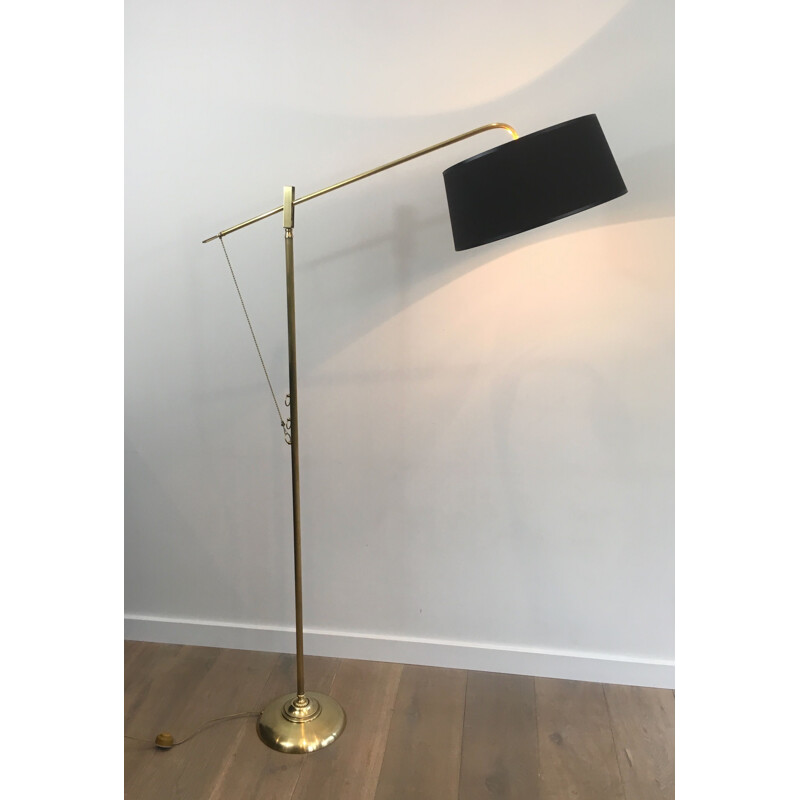 Vintage brass floor lamp, France 1940