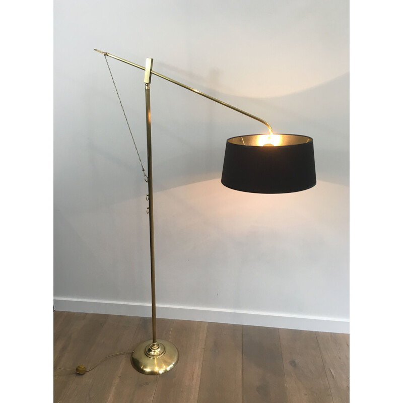 Vintage brass floor lamp, France 1940