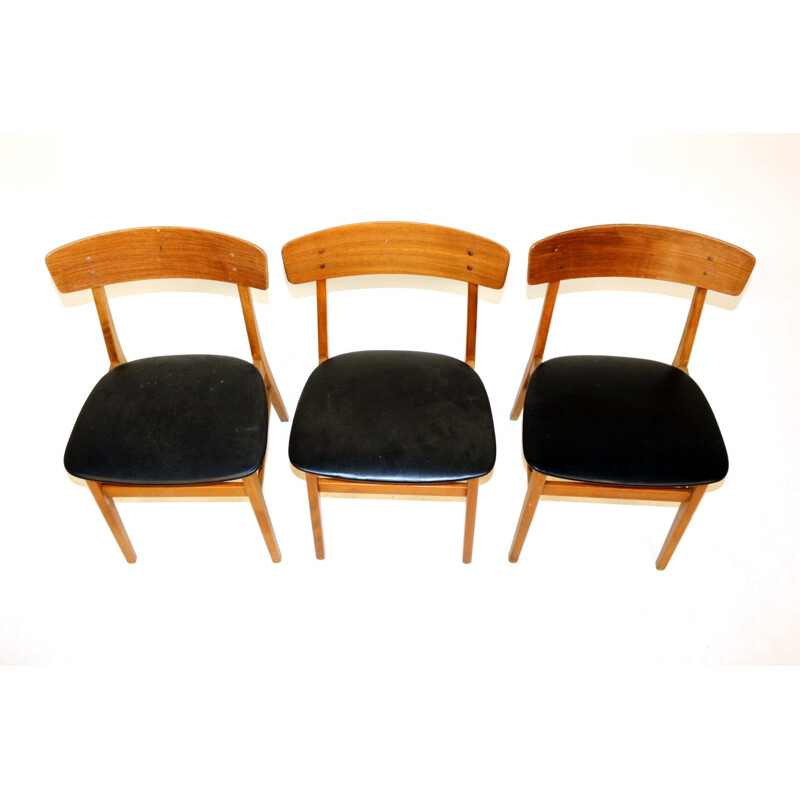 Conjunto de 3 cadeiras de teca e faia vintage, Farstrup, Dinamarca, 1960