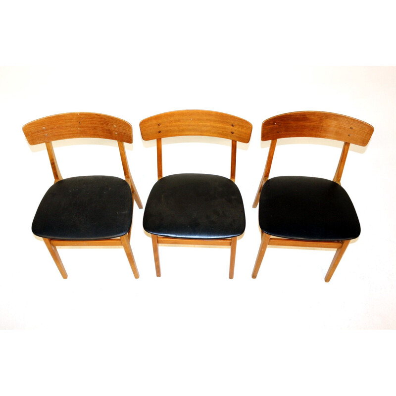 Set van 3 vintage stoelen van teak en beukenhout, Farstrup, Denemarken, 1960