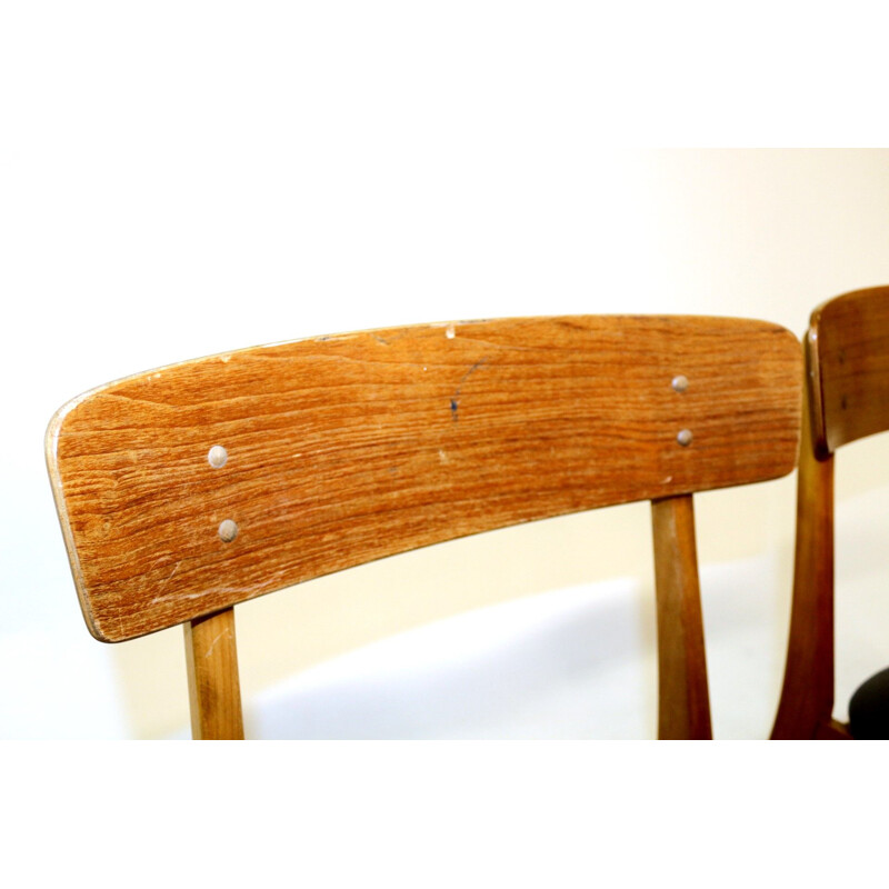 Set of 3 vintage teak and beech chairs, Farstrup, Denmark, 1960