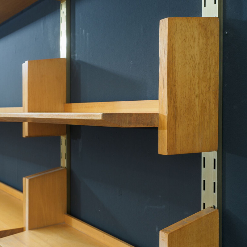 Large vintage wall shelving unit  by WK Möbel, elmwood, 1950s