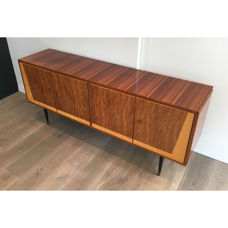 Vintage mahogany 4-door sideboard, Italy 1960