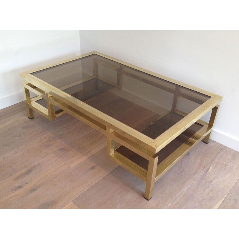 Vintage Brass Coffee Table French 1970