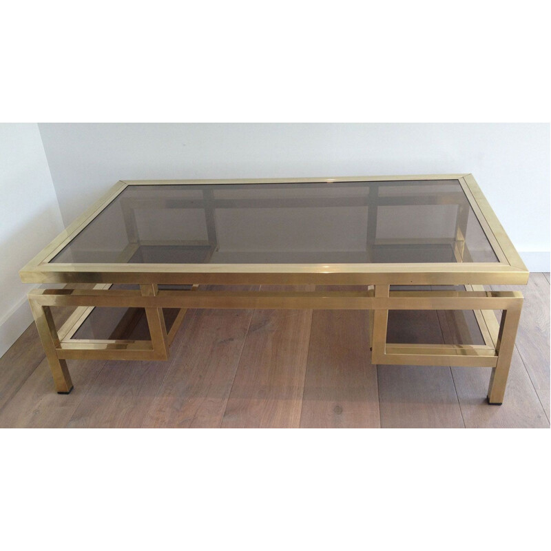 Vintage Brass Coffee Table French 1970