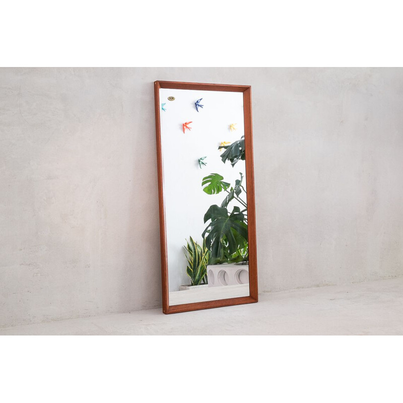 Mid-century teak mirror by A.M. Spejle danish