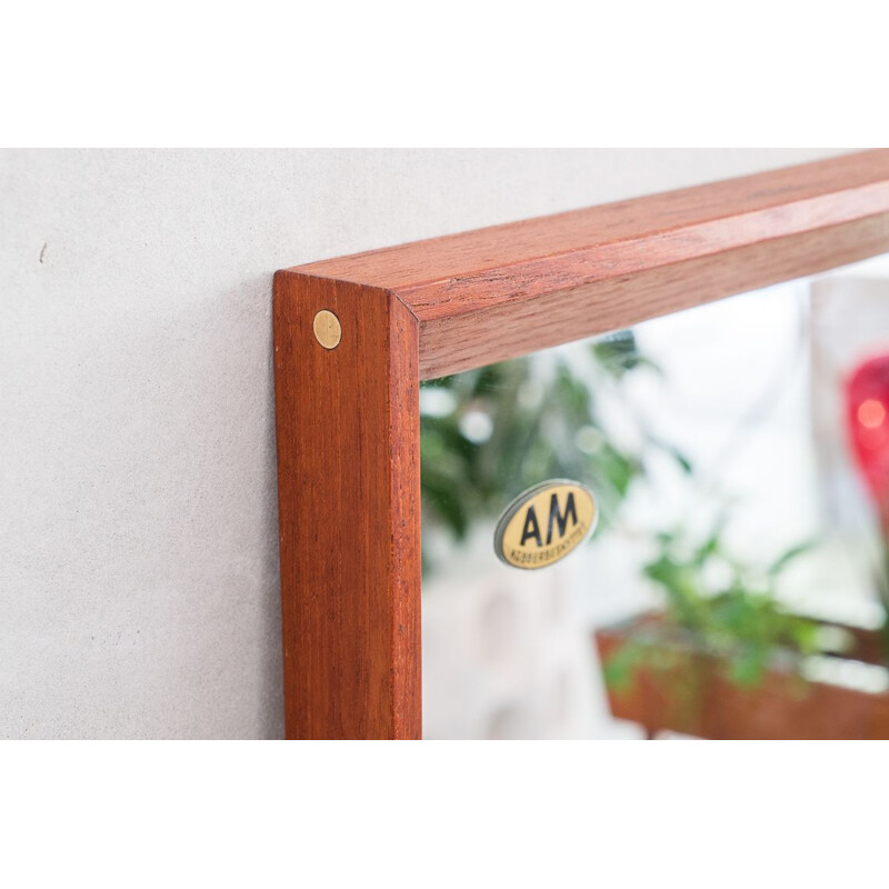 Mid-century teak mirror by A.M. Spejle danish