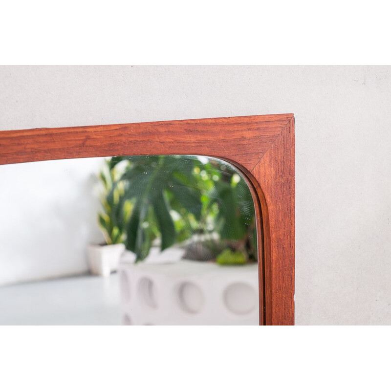 Vintage teak wall mirror by Aarhus G&G Danish 1960s