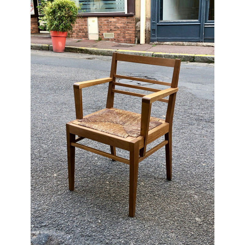 Paire de fauteuils vintage en chêne René Gabriel 1950
