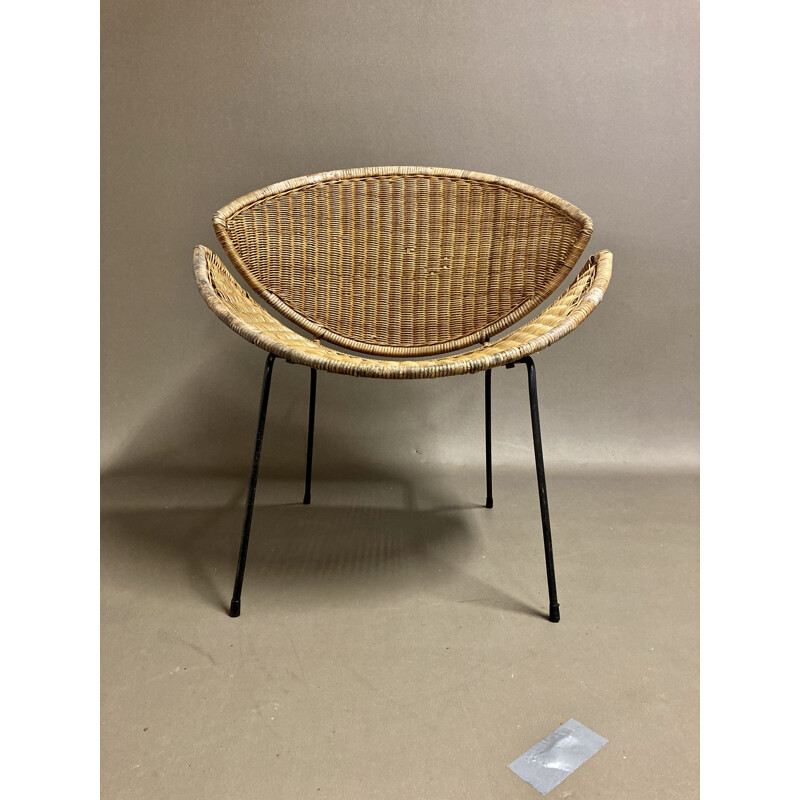 Vintage rattan armchair 1950