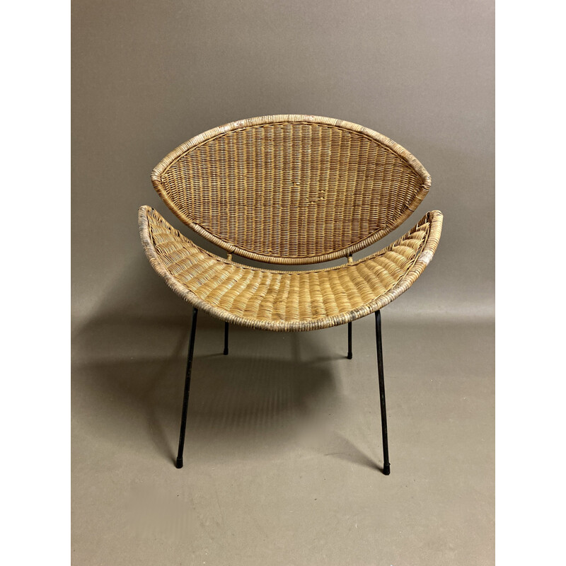 Vintage rattan armchair 1950