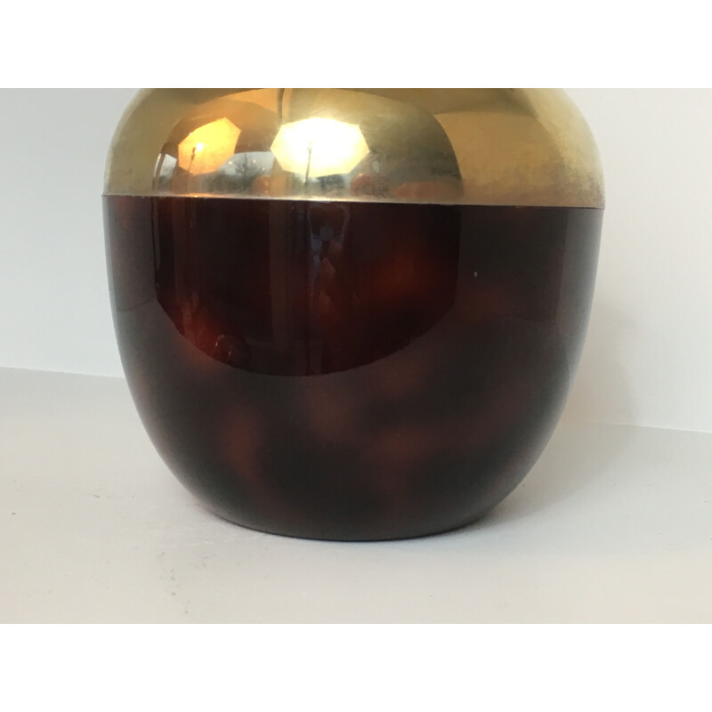 Vintage apple ice bucket, gilded metal and plastic, France 1970