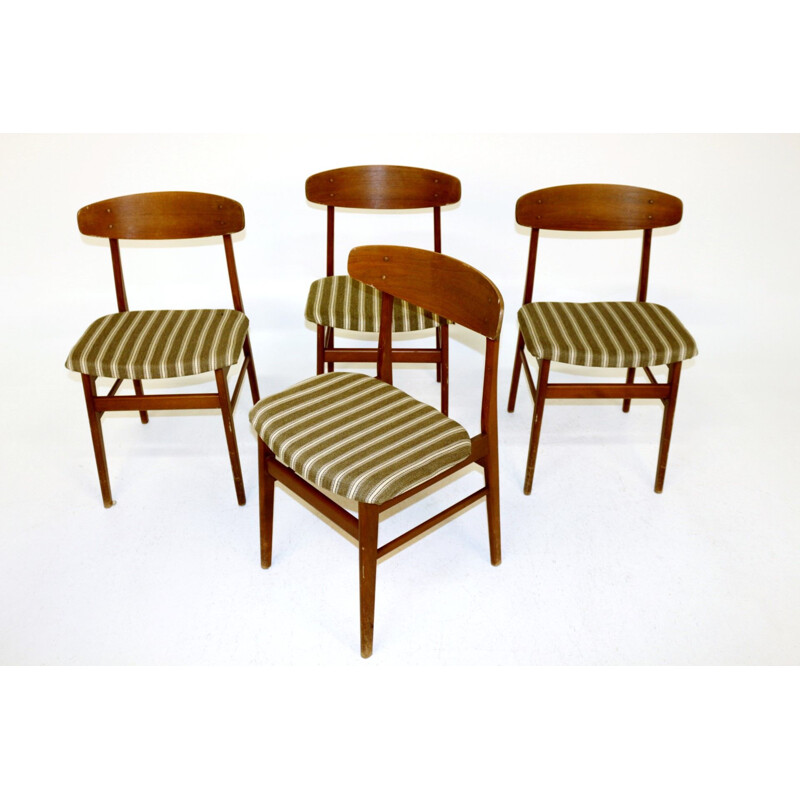 Set van 4 vintage teakhouten stoelen SAX Denemarken 1960