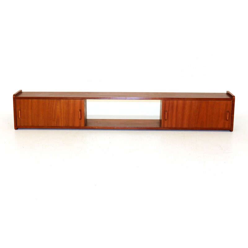 Vintage mahogany wall shelf Sweden 1960