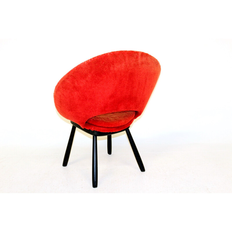 Fauteuil vintage suède 1950