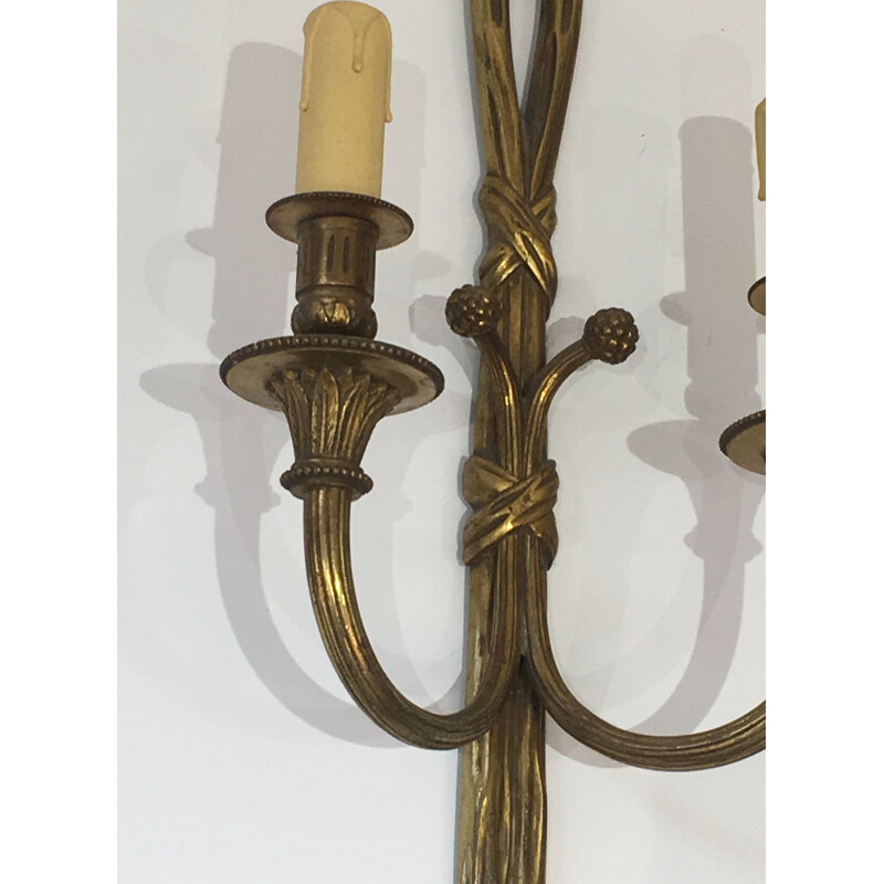 Pair of vintage bronze sconces, France 1940