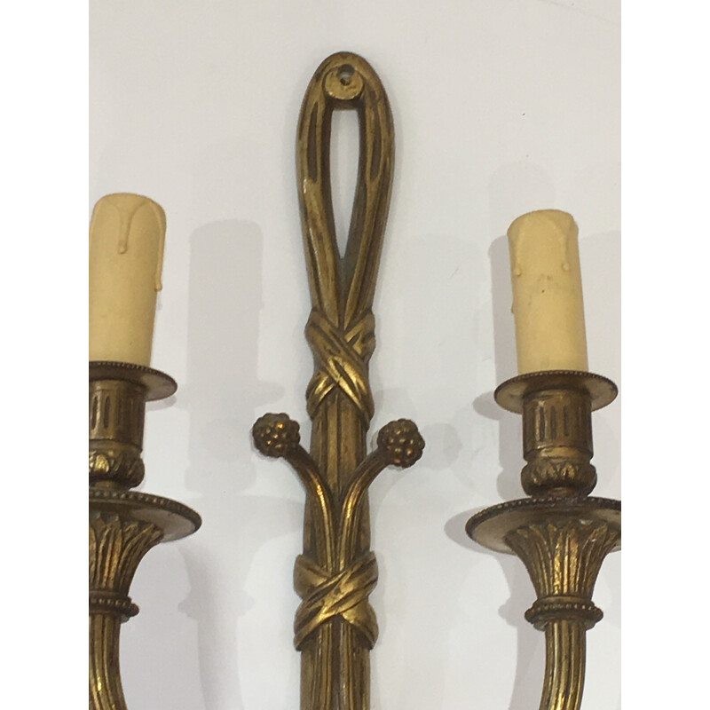 Pair of vintage bronze sconces, France 1940