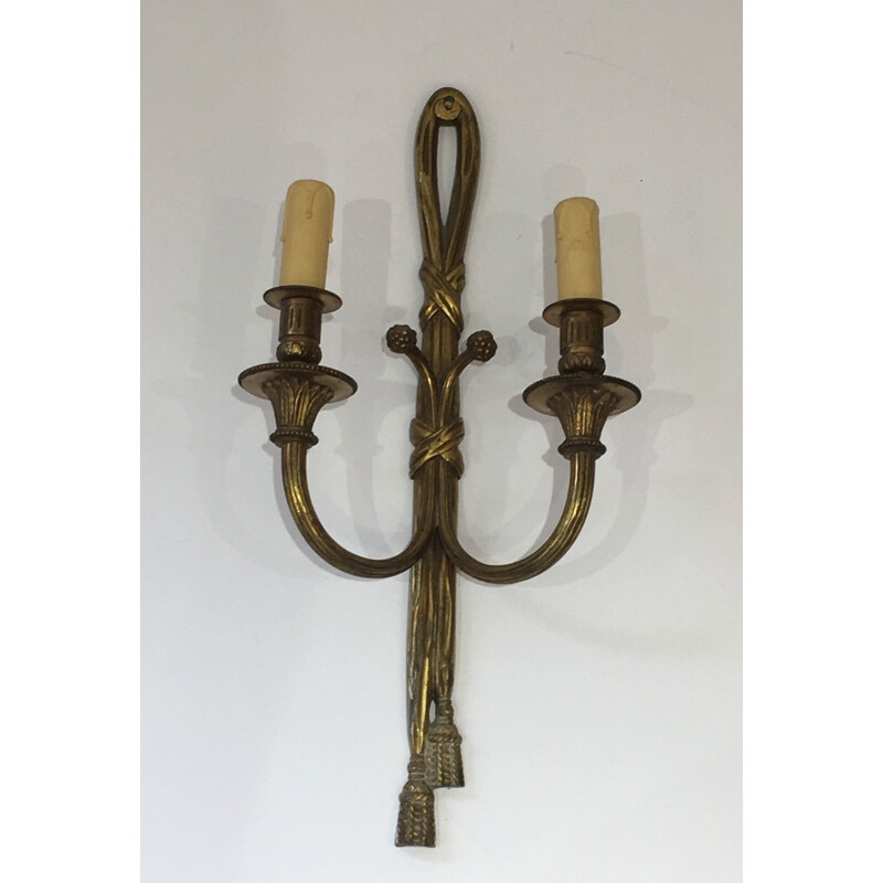 Pair of vintage bronze sconces, France 1940