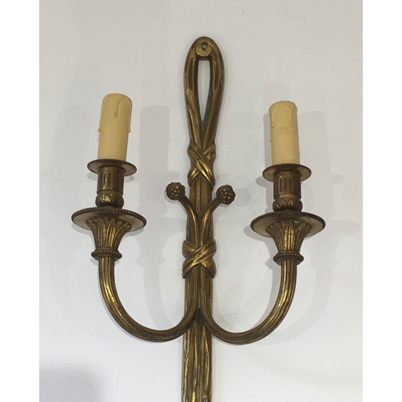 Pair of vintage bronze sconces, France 1940