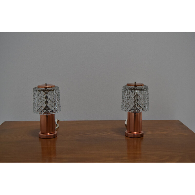 Pair of Table Small Lamps vintage by Kamenicky Senov, Preciosa,1970s