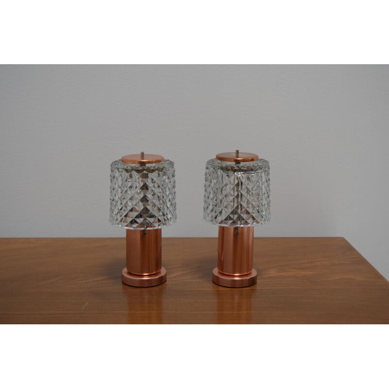 Pair of Table Small Lamps vintage by Kamenicky Senov, Preciosa,1970s