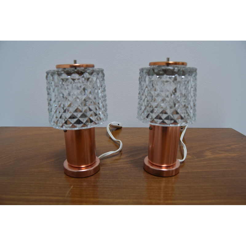 Pair of Table Small Lamps vintage by Kamenicky Senov, Preciosa,1970s