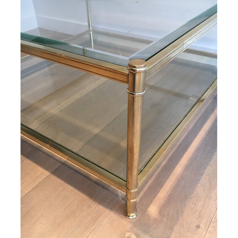 Vintage Square Brass Coffee Table 1970