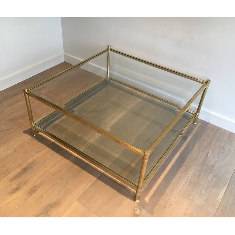 Vintage Square Brass Coffee Table 1970