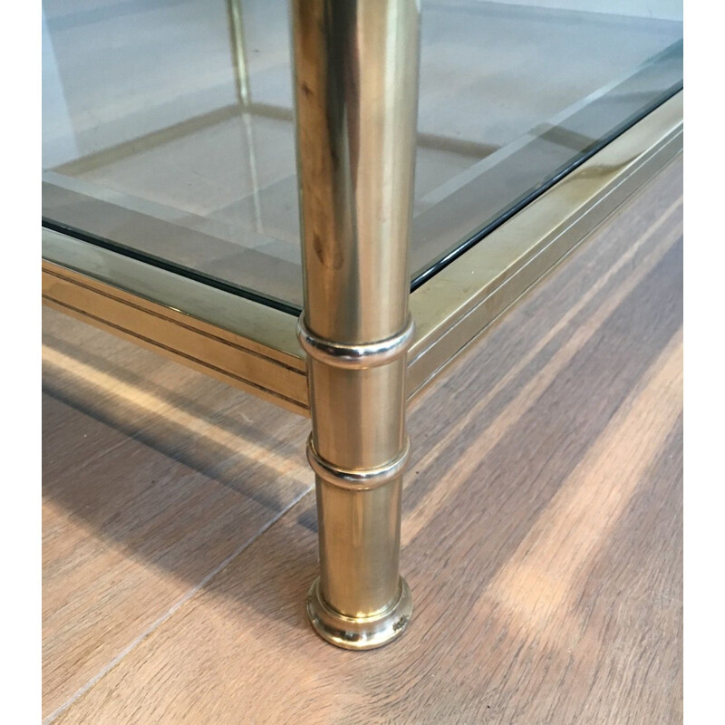 Vintage Square Brass Coffee Table 1970