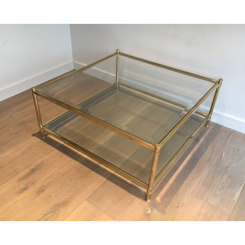 Vintage Square Brass Coffee Table 1970