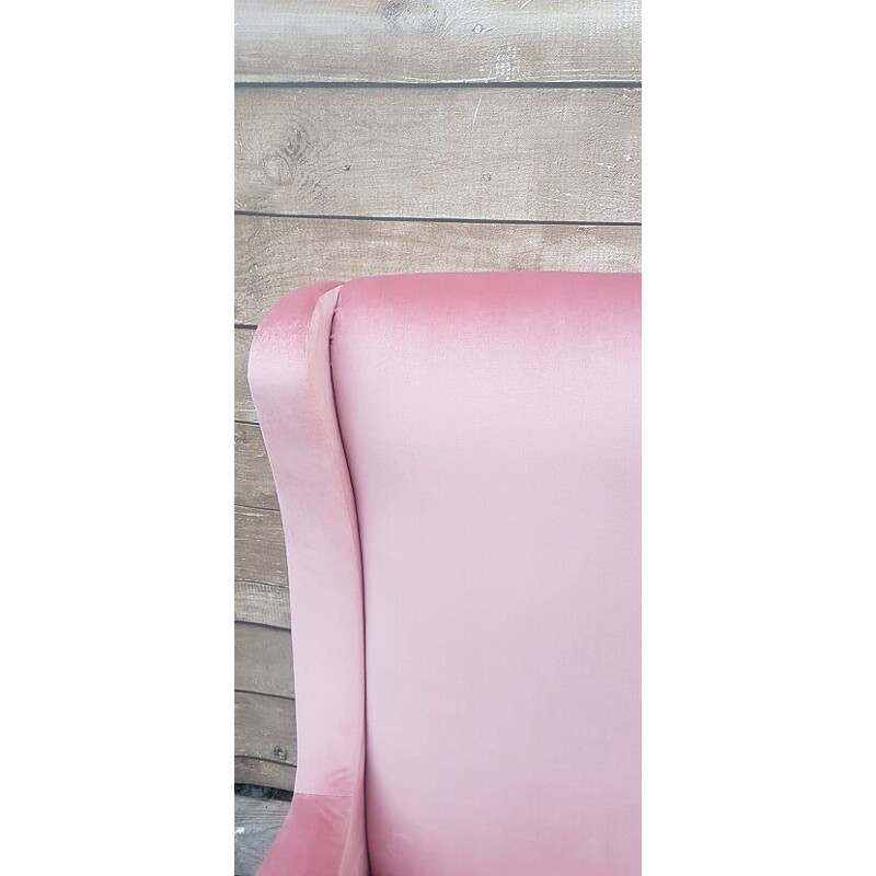 Chaise sculpturale vintage en velours rose italien 1960