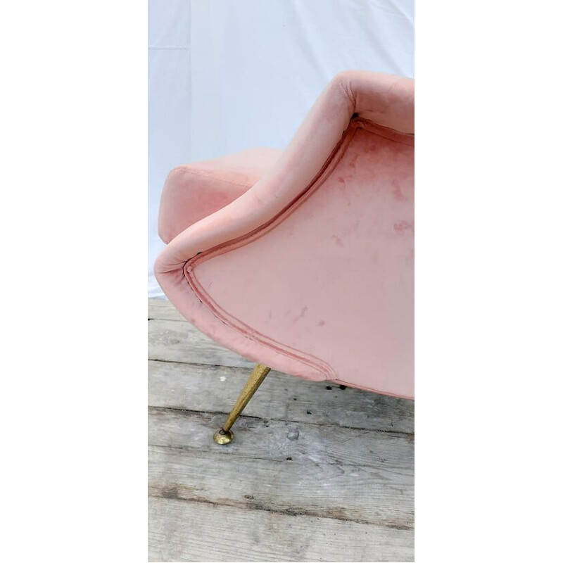 Vintage Pink Velvet Sculptural Chair Italian 1960s