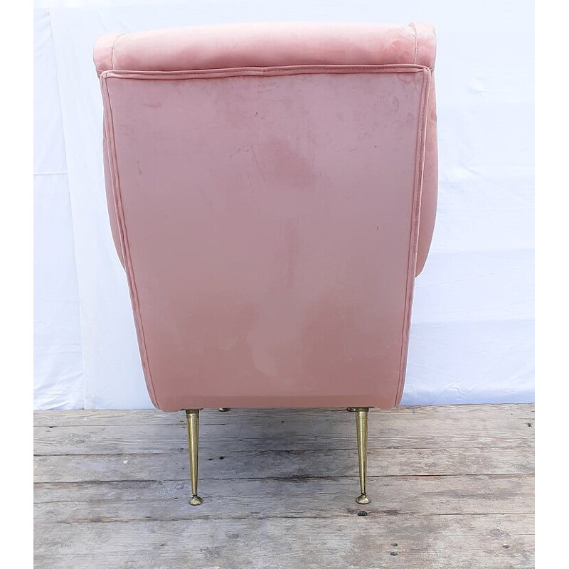 Vintage Pink Velvet Sculptural Chair Italian 1960s