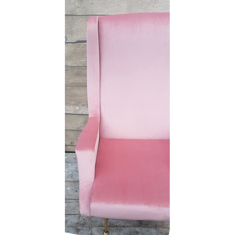 Vintage Pink Velvet Sculptural Chair Italian 1960s