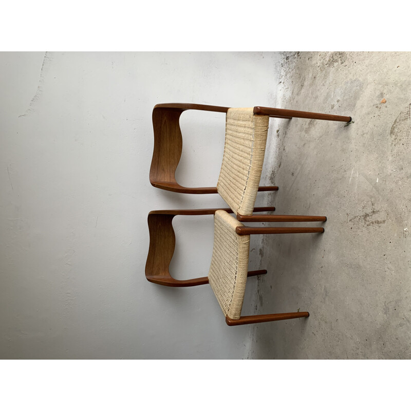 Pair of vintage Teak Model 71 Dining Chairs By Niels Otto Møller For J.L. Møllers, 1950s