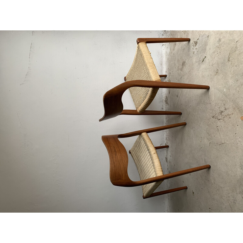 Pair of vintage Teak Model 71 Dining Chairs By Niels Otto Møller For J.L. Møllers, 1950s