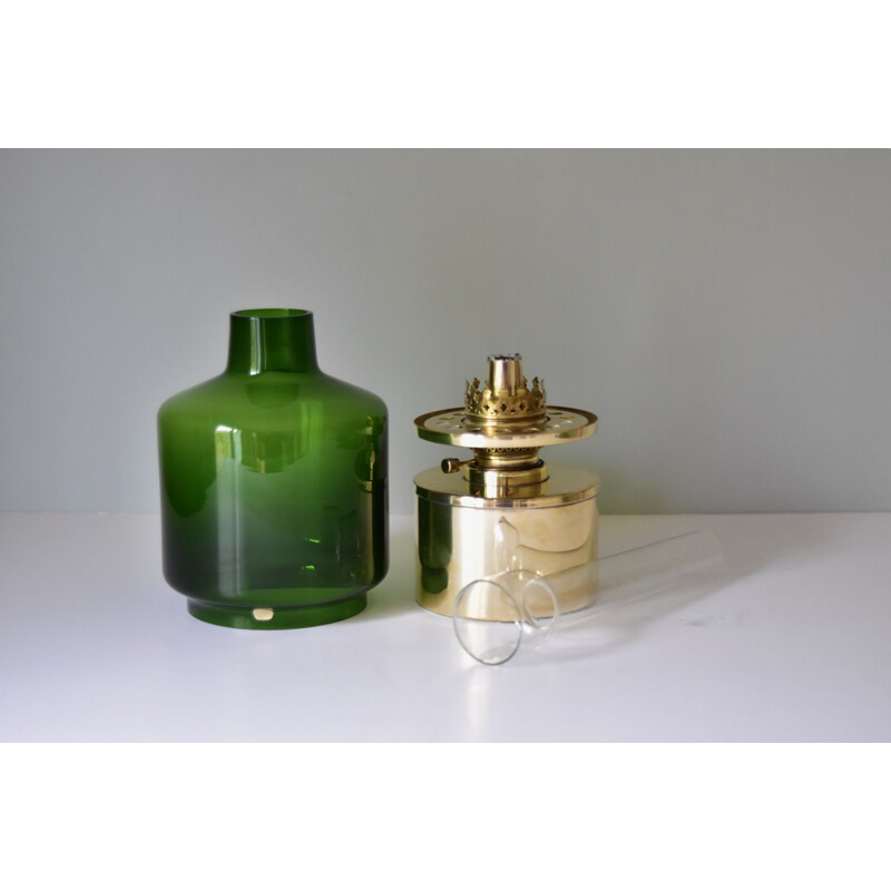 Vintage brass oil lamp by Hans Agne Jakobsson for Markaryd, Sweden 1950