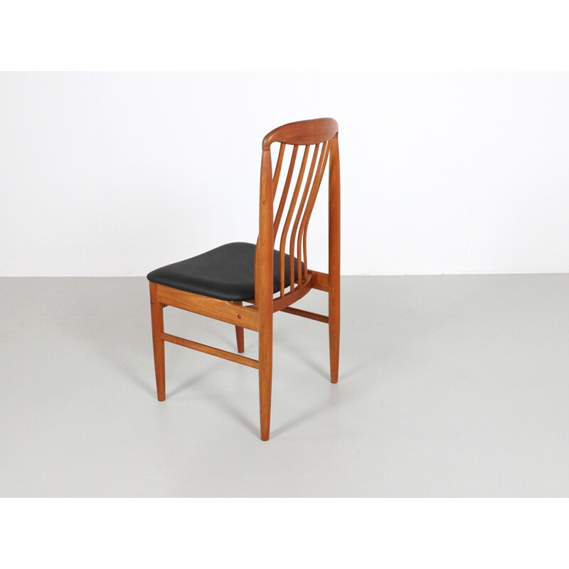 Ensemble de 6 chaises scandinaves en teck et simili-cuir, Benny LINDEN - 1970