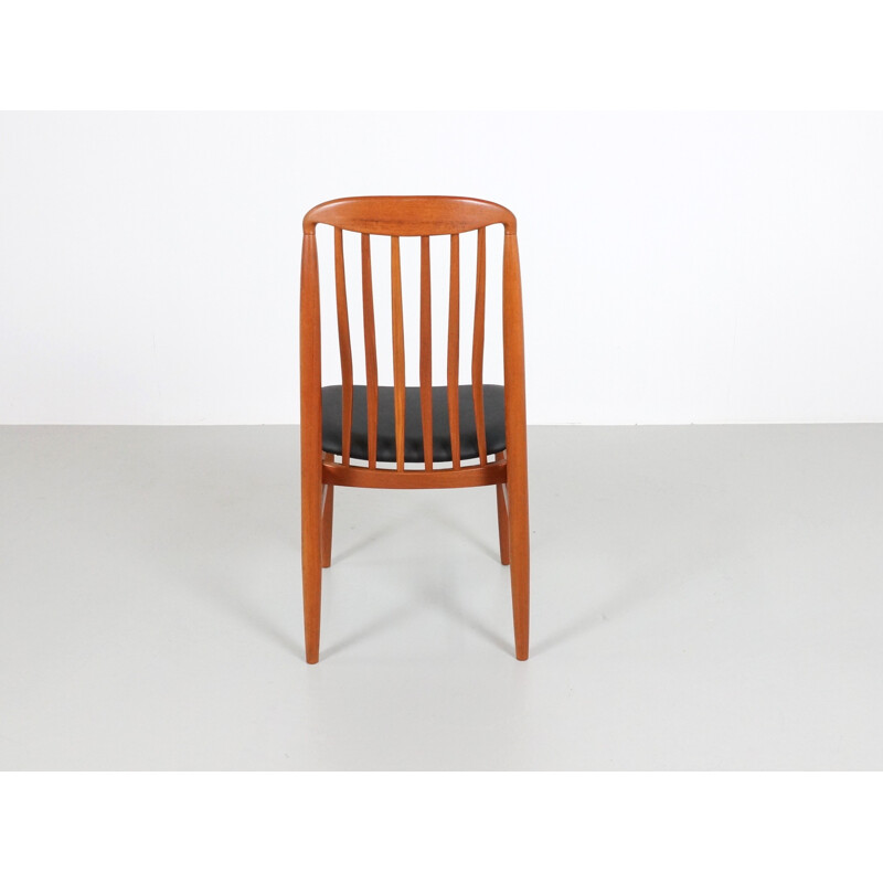 Set of 6 Scandinavian chairs in teak and leatherette, Benny LINDEN - 1970s