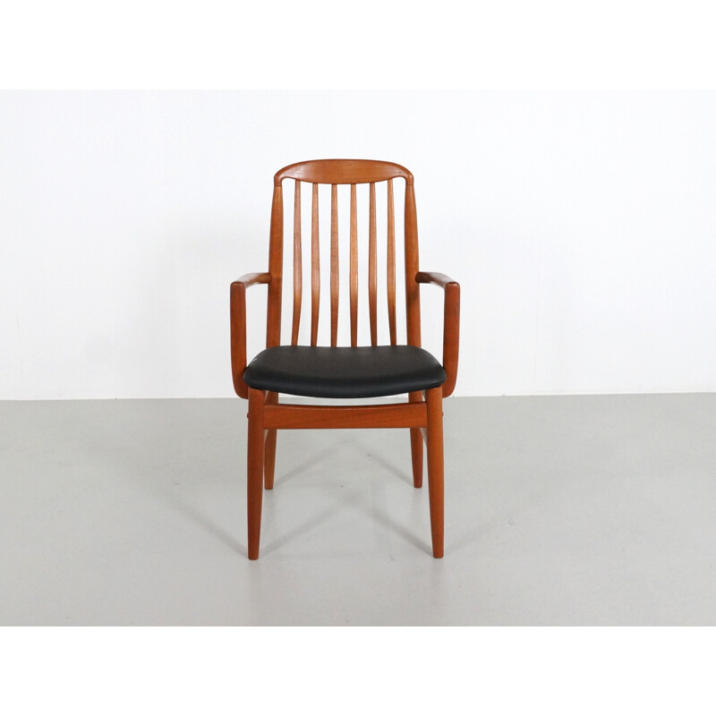 Set of 6 Scandinavian chairs in teak and leatherette, Benny LINDEN - 1970s