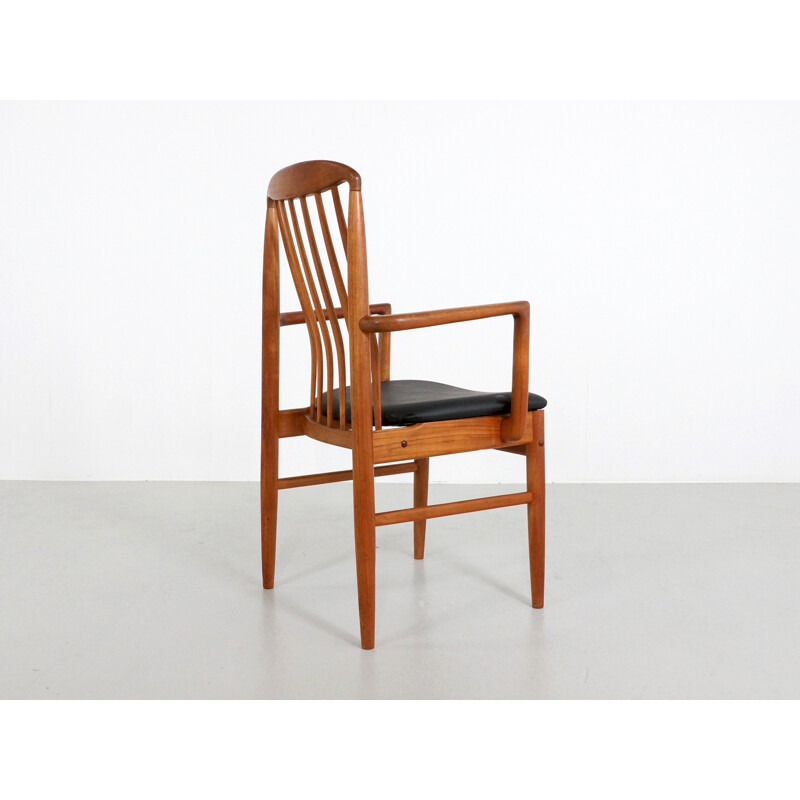 Set of 6 Scandinavian chairs in teak and leatherette, Benny LINDEN - 1970s