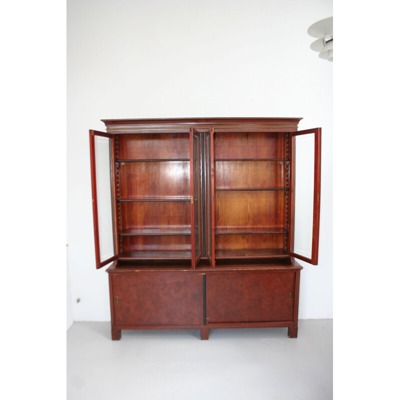 Vintage bookcase and cabinet with glass doors, 1930