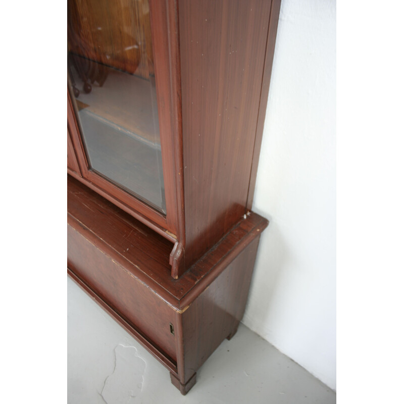 Vintage bookcase and cabinet with glass doors, 1930