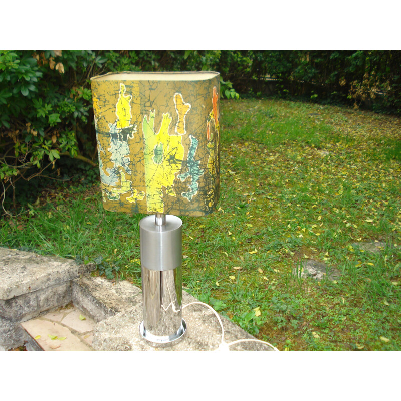 Lampe vintage aluminium brossé inox 1970 
