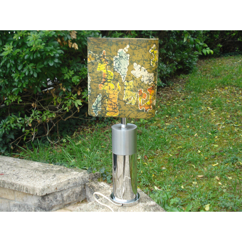 Vintage lamp brushed aluminium stainless steel 1970 