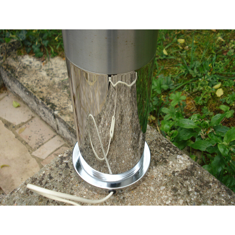 Vintage lamp brushed aluminium stainless steel 1970 